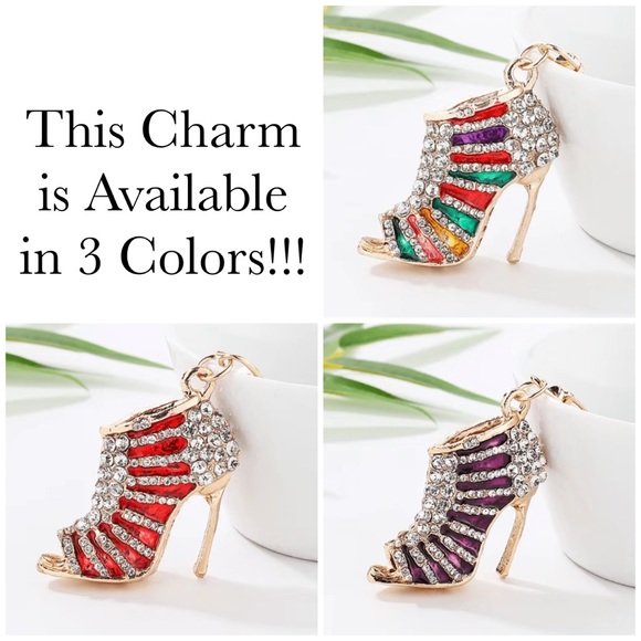 Multicolor 3D High Heel Crystal Shoe Keychain Charm - Picture 15 of 16